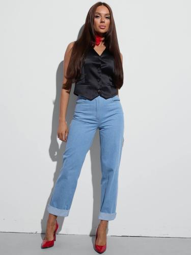 Джинсы трубы женские с необработанным краем