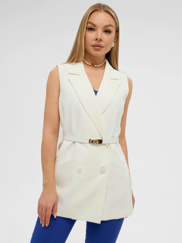 Жилет женский удлиненный двубортный, белый