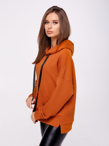 Худи женское с капюшоном, терракот
