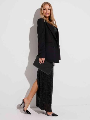 Комплект топ и юбка с пайетками, черный