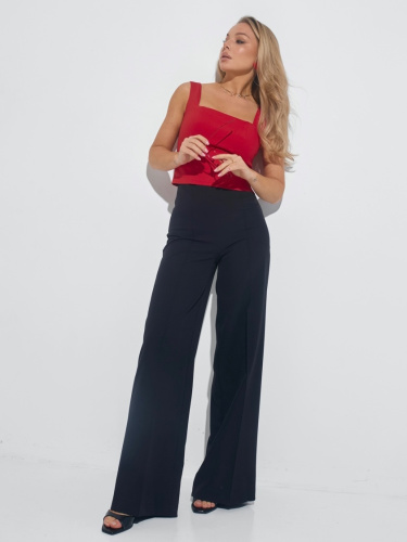 Брюки-палаццо женские со стрелками, черные