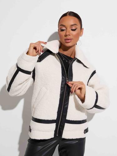 Куртка женская из экомеха, молочная