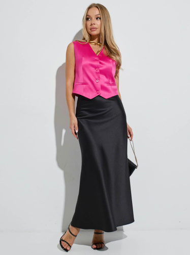 Атласная юбка-макси, черная