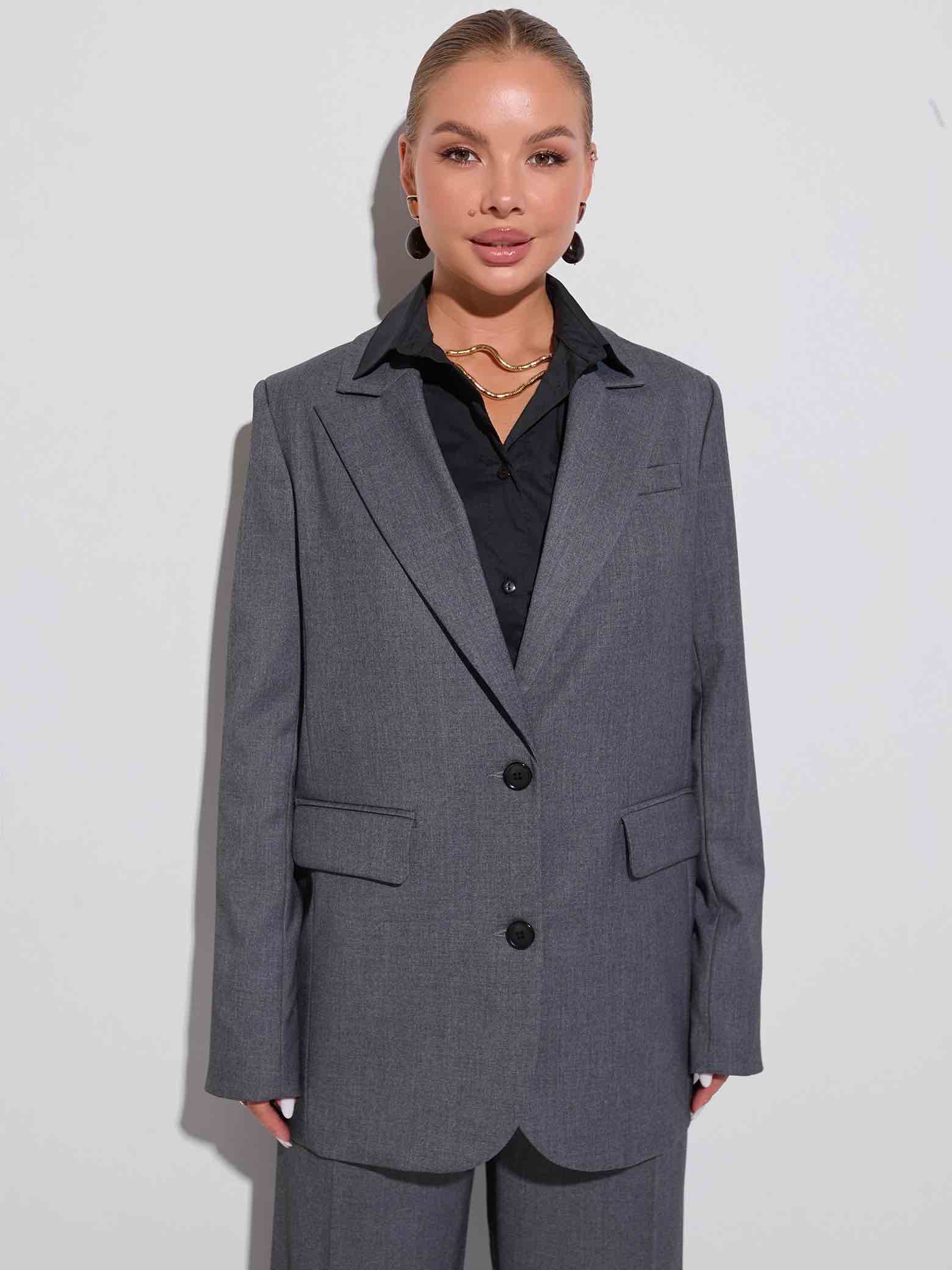 Жакет женский из вискозы оверсайз, графит