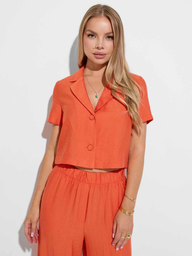 Блузка женская укороченная из вискозы, оранжевая