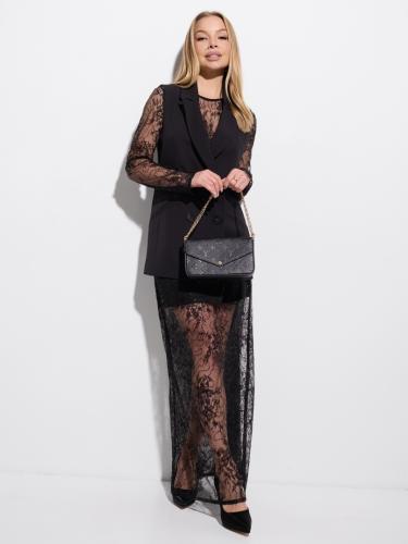 Кружевной костюм с юбкой и топом, черный