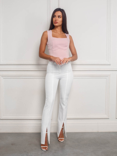 Брюки женские классические с разрезами спереди, белые