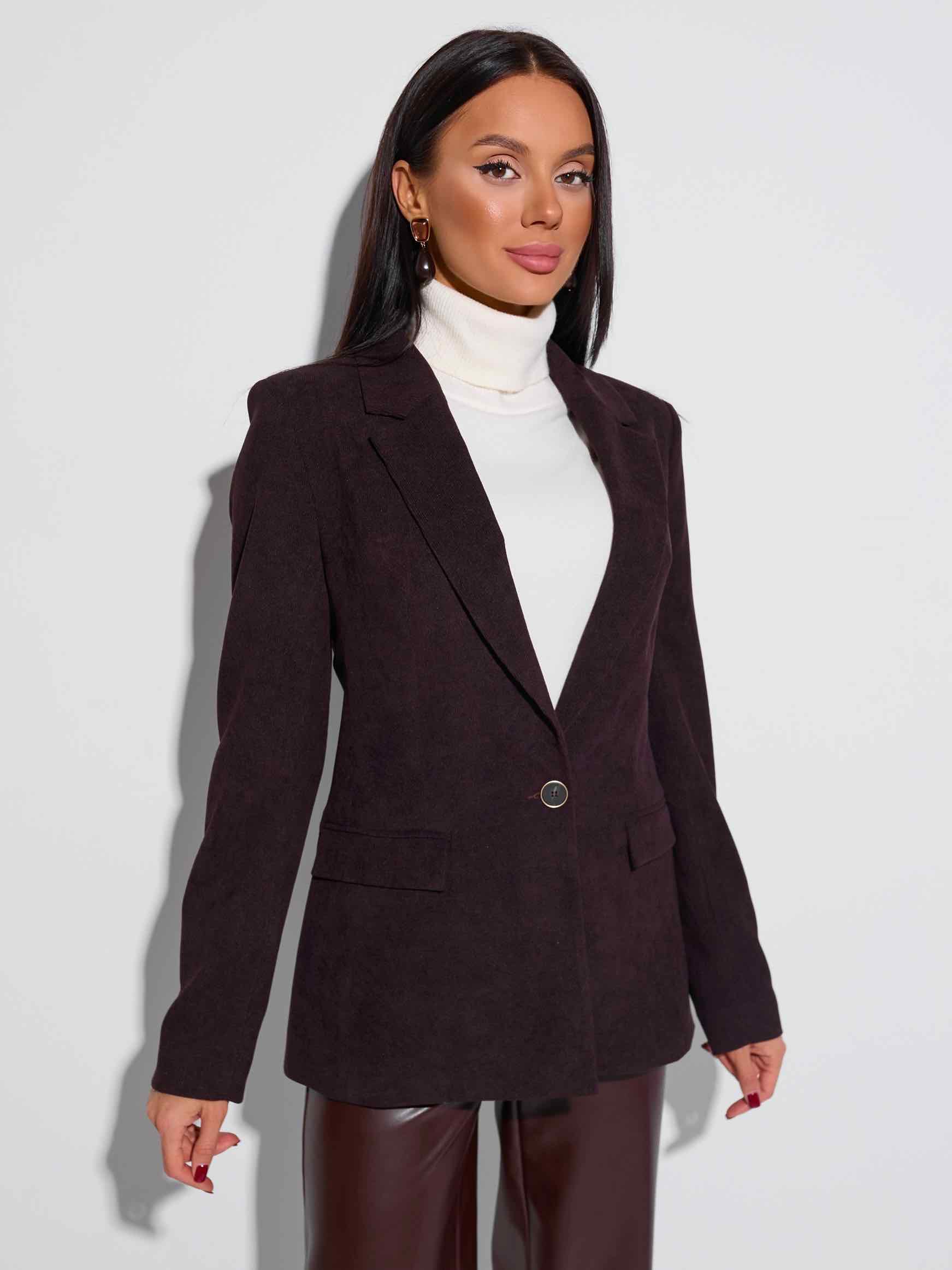 Жакет женский из вельвета, горький шоколад 