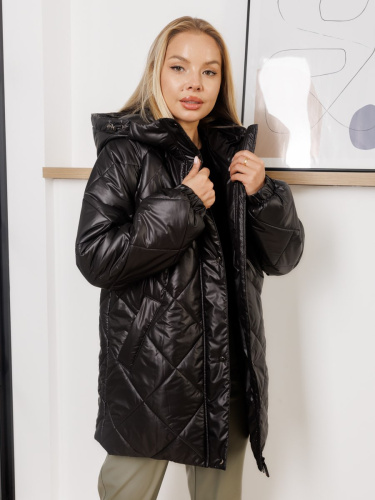 Женское полупальто зимнее стеганое, черное