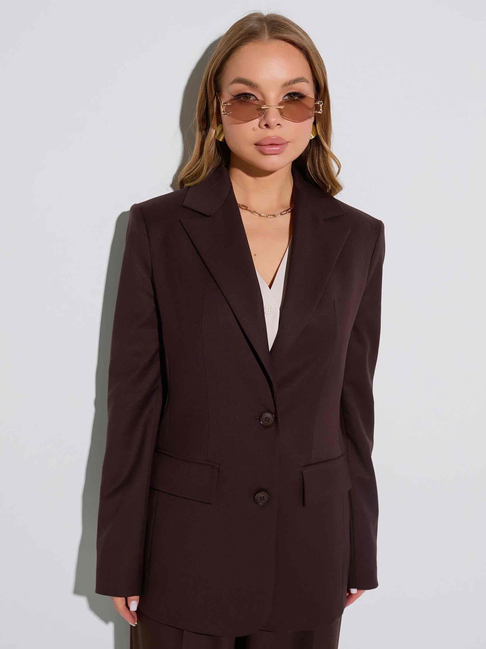 Жакет женский оверсайз из вискозы, горький шоколад