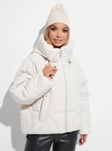 Зимний пуховик укороченный с капюшоном