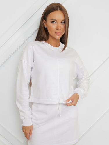 Свитшот женский со спущенной проймой рукава, белый