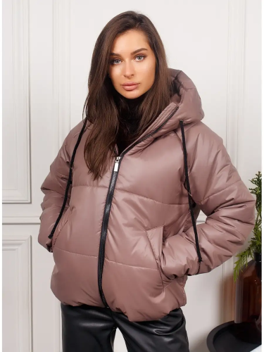 Женская зимняя куртка укороченная, кофейная