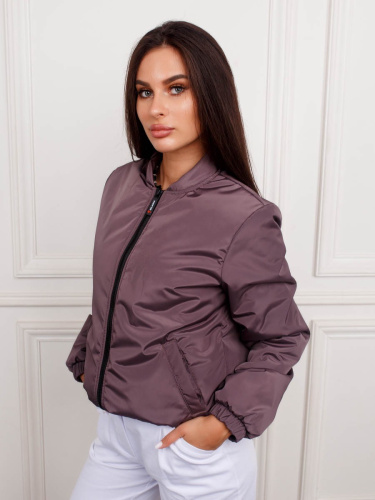 Бомбер женский утепленный, кофейный