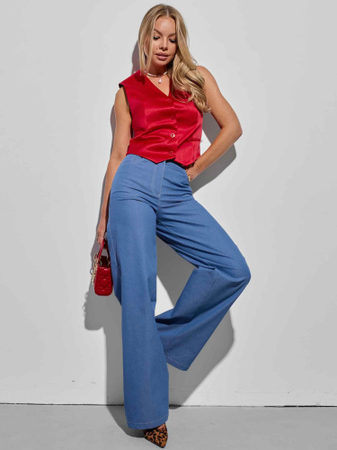 Джинсы трубы женские, голубые