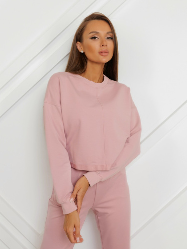 Свитшот женский со спущенной проймой рукава, темно-розовый