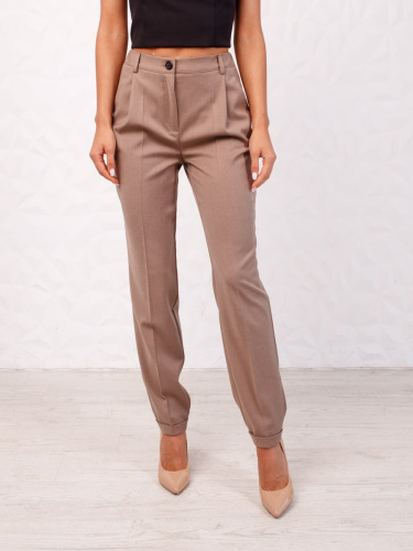 Брюки женские офисные из вискозы, кофейные