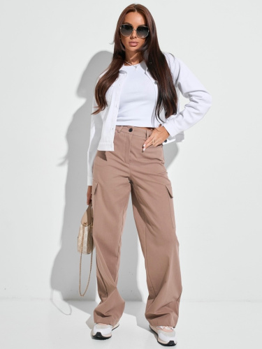 Брюки-карго женские, кофейные