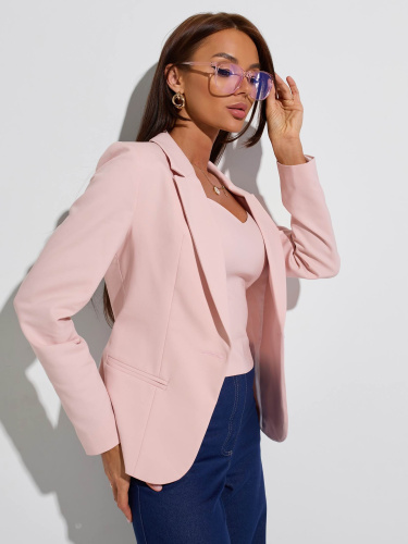 Женский приталенный жакет из хлопка, пудровый