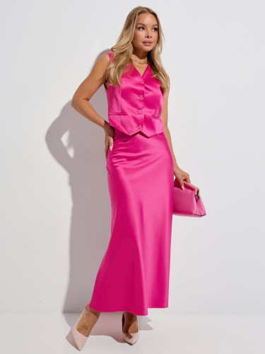 Атласная юбка-макси, фуксия
