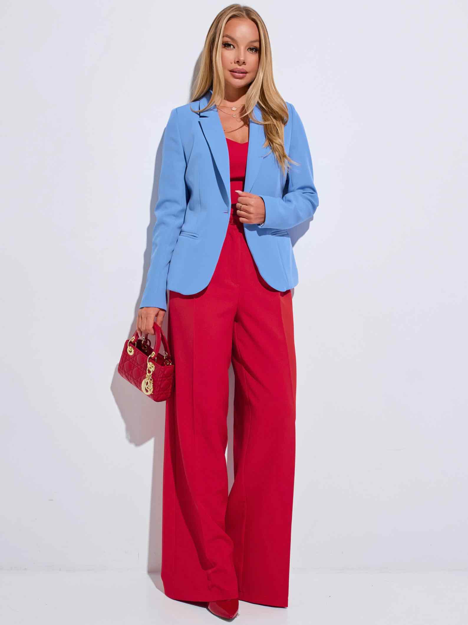 Брюки-палаццо женские с высокой посадкой, красные