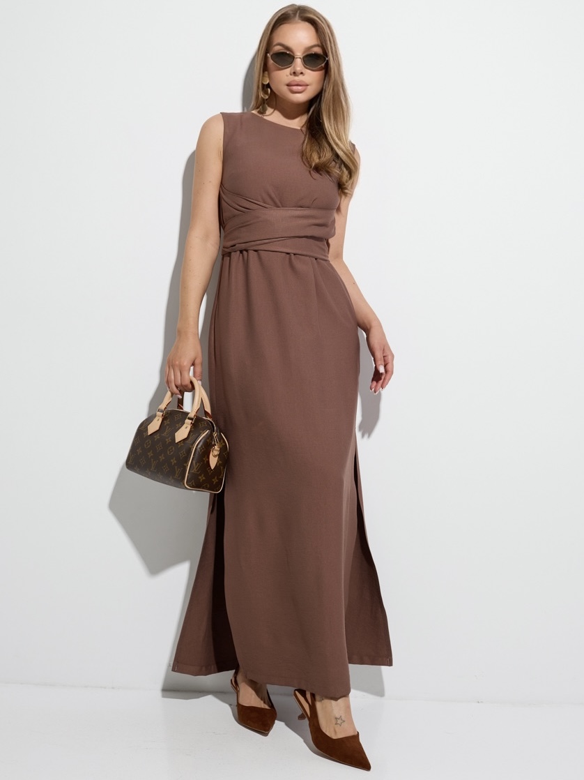 Платье длинное летнее, шоколадное