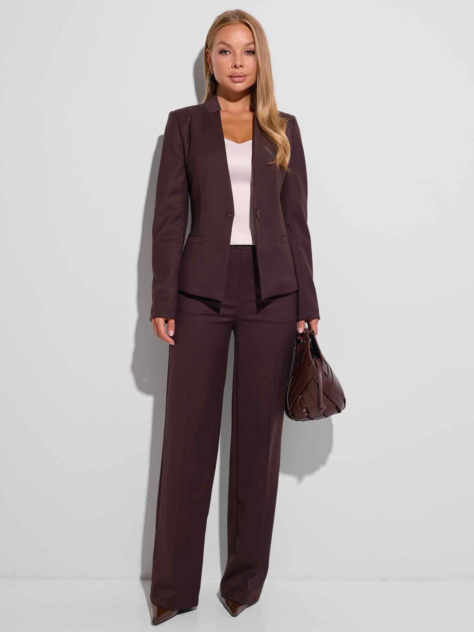 Брюки из вискозы классические, горький шоколад 