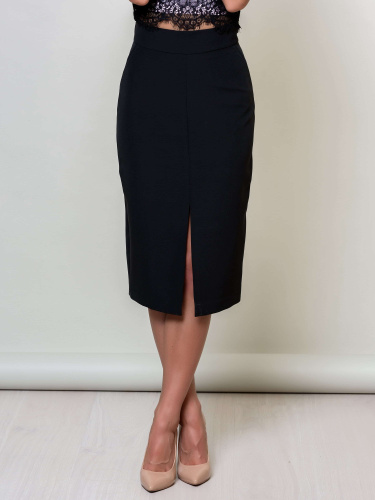 Юбка-карандаш с разрезом, черная