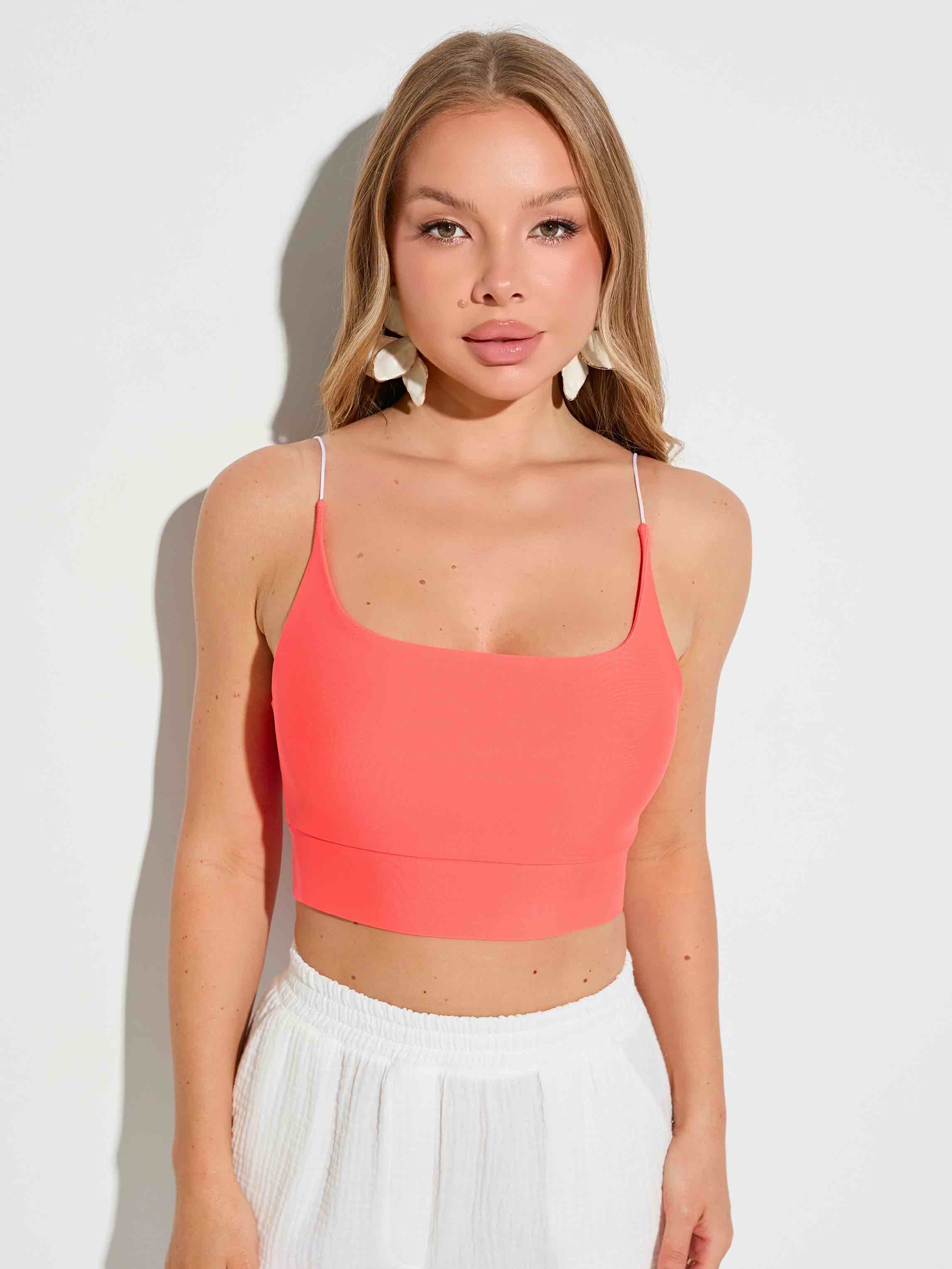 Топ женский на тонких бретельках, оранжевый