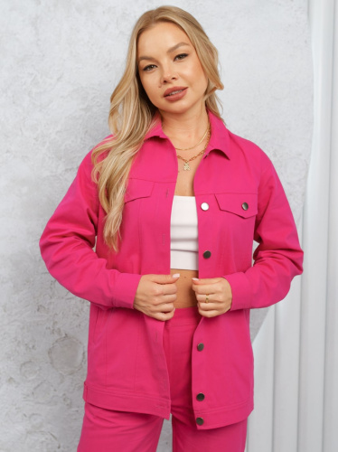 Куртка женская джинсовая удлиненная, малиновая