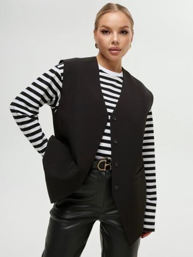 Жилет женский костюмный свободного кроя, черный