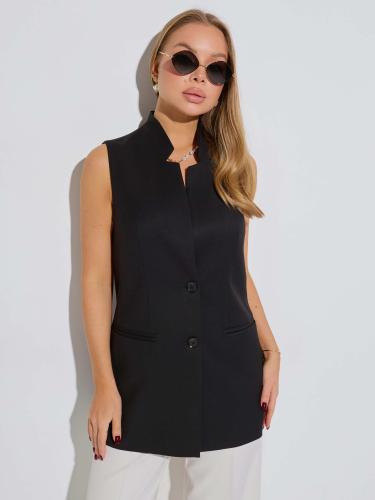 Жилет удлиненный из вискозы с воротником-стойкой