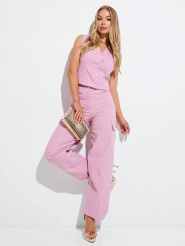 Костюм женский с жилетом и брюками-карго из хлопка