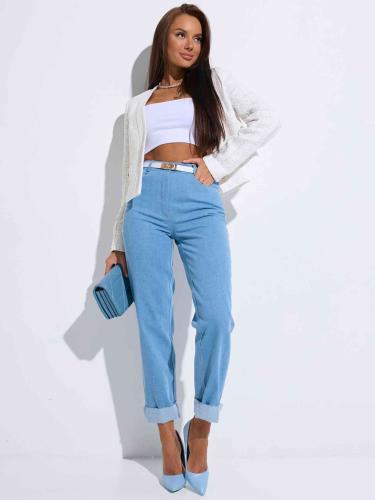 Джинсы прямые женские с необработанным краем