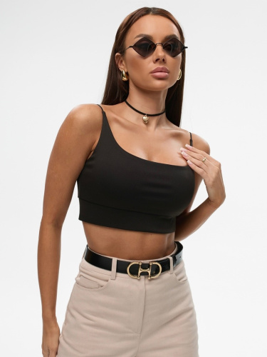 Топ женский на тонких бретельках, черный Топ женский на тонких бретельках, черный