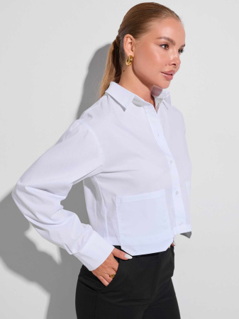 Рубашка женская укороченная с накладными карманами