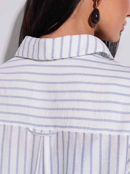 Рубашка в полоску с коротким рукавом, бело-голубая 