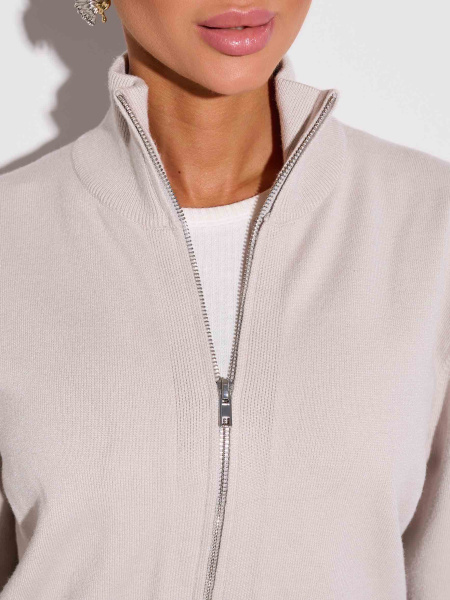 Джемпер на молнии, светло-бежевый меланж