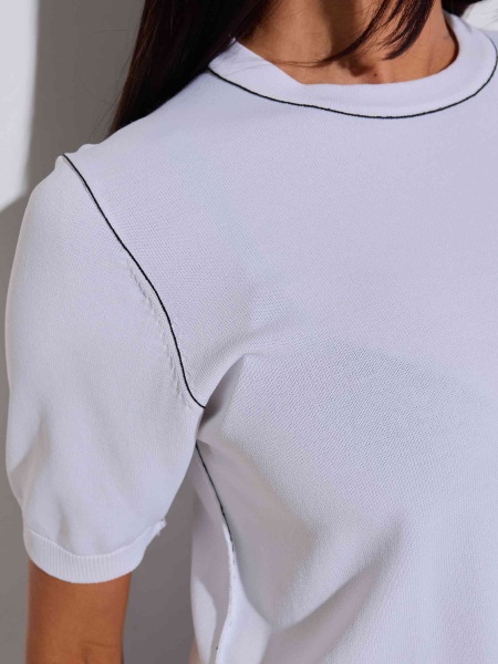 Джемпер женский с коротким рукавом, бело-черный