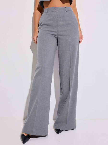 Брючный костюм-тройка женский с двубортным жакетом, теплый серый