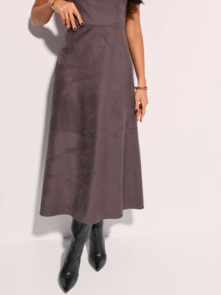 Юбка-трапеция из экозамши, темно-серая