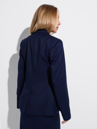 Женский классический приталенный жакет из вискозы, темно-синий