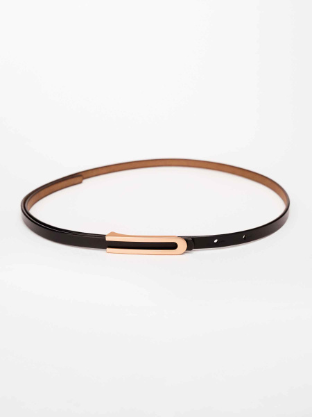 Ремень кожаный тонкий, черный