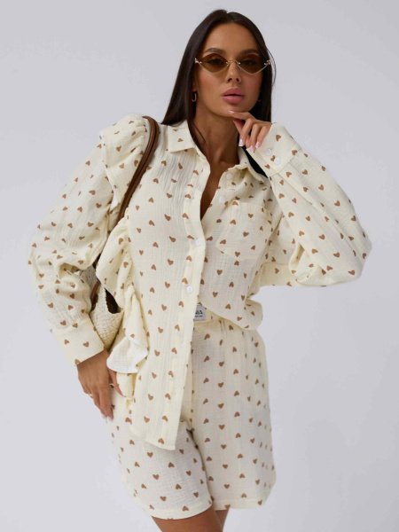 Шорты летние из муслина, бежевые