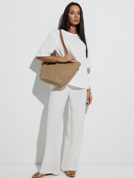 Летние брюки свободного кроя из муслина, белые