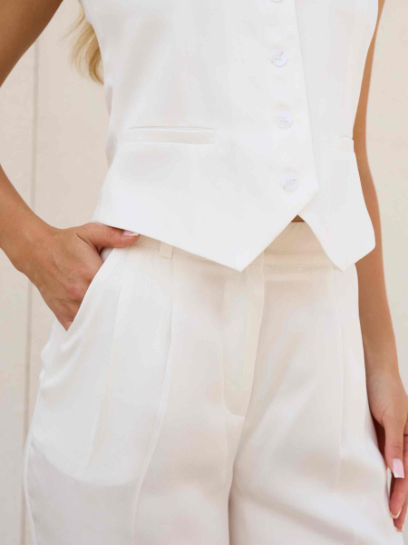 Брюки-палаццо женские из вискозы костюмные, белые