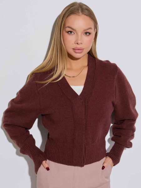 Кардиган с объемными рукавами, шоколадный