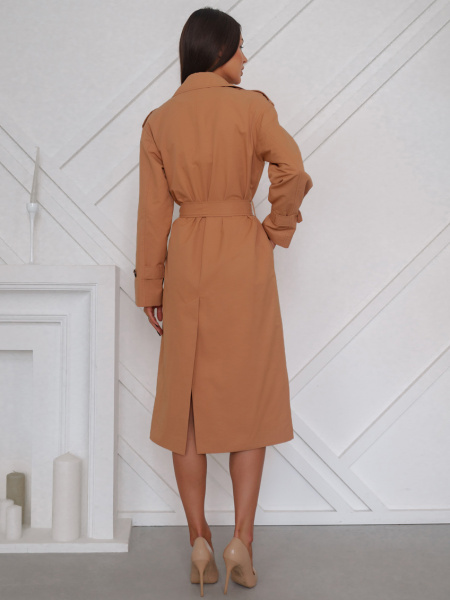 Тренч женский удлиненный классический, темно-бежевый