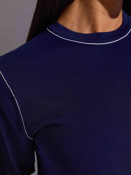 Джемпер женский с коротким рукавом, сине-белый