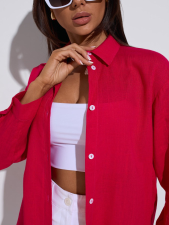 Рубашка женская льняная, фуксия